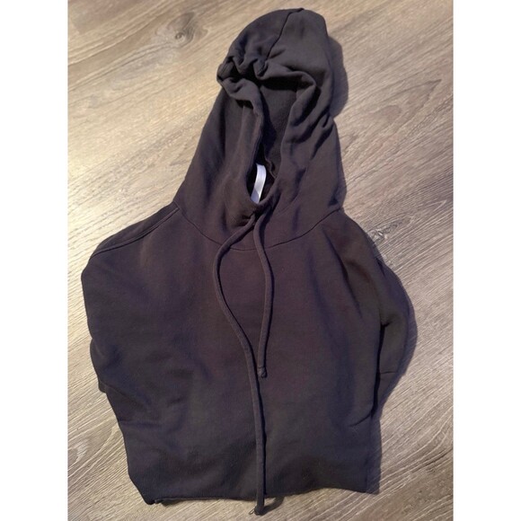 Fabletics charcoal black scuba neck women’s medium hoodie, front kangaroo pocket - Picture 3 of 4